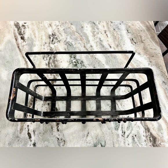 Distressed Metal Wall Hanging Basket - Picture 2 of 5